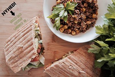 DELUXE GRILLET SANDWICH M. TACO CHEDDAR (OKSEKØD)